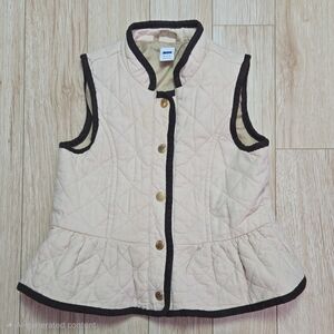 Janie and Jack Cream Quilted Vest with Black Trim
